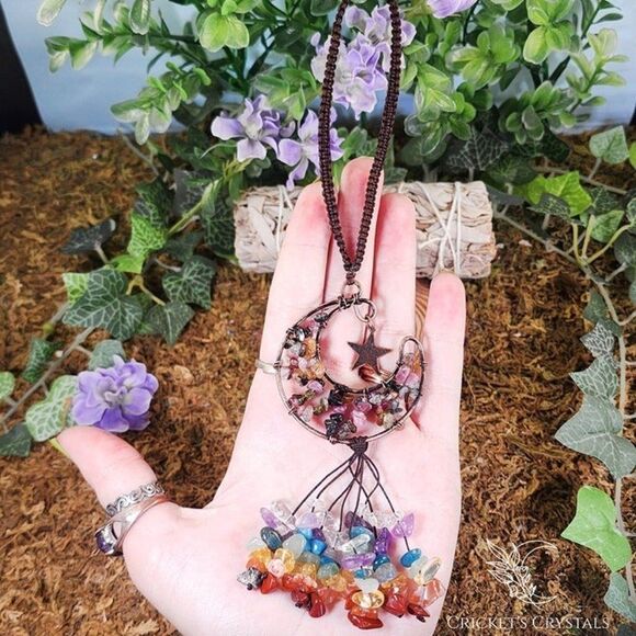 Handmade Watermelon Tourmaline Crystal Moon Décor #1 - Picture 3 of 3